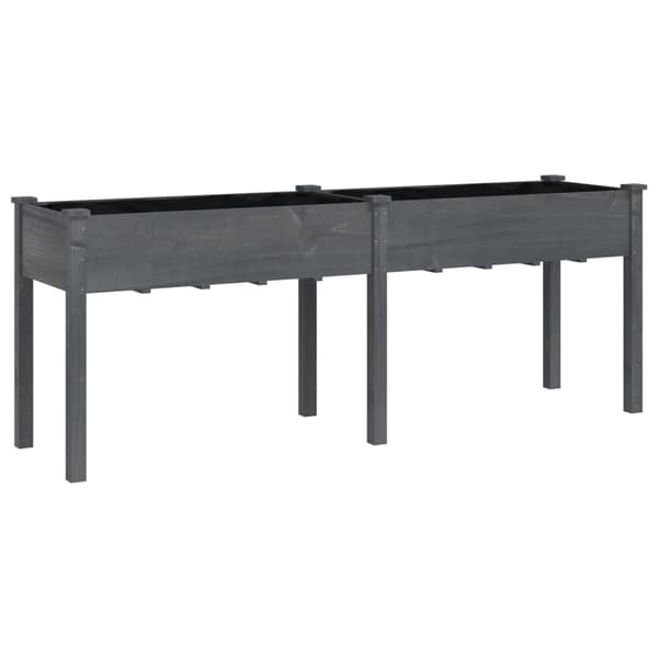 vidaXL Odlingslåda med foder grå 203x53x76 cm massivt granträ Grå