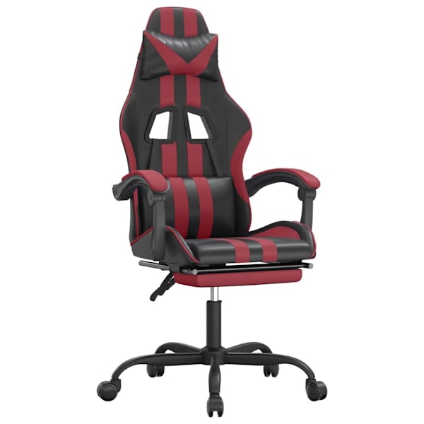 vidaXL Gamingstol med fotstöd svart och vinröd konstläder Svart