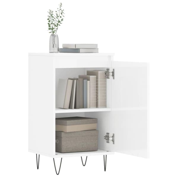 vidaXL Byrå vit högglans 40x35x70 cm konstruerat trä Grå
