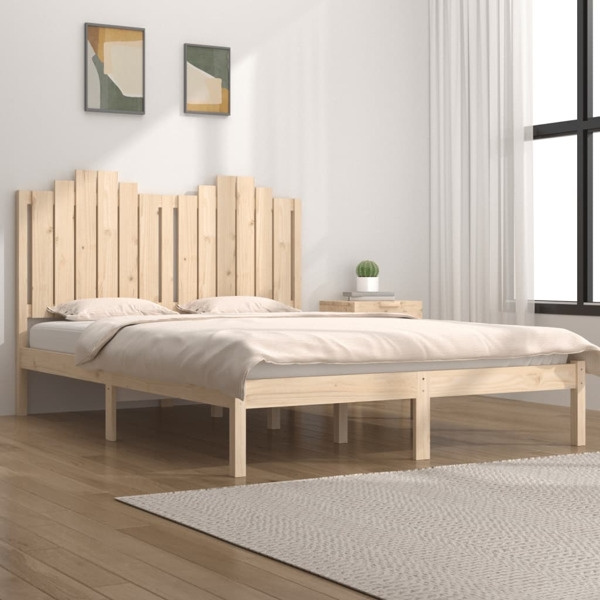 vidaXL Sängram massiv furu 150x200 cm Brun