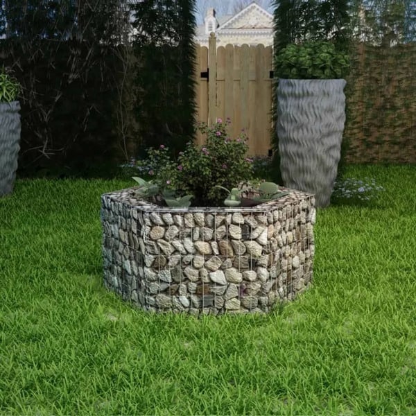 vidaXL Hexagonal planteringsgabion upphöjd 100x90x50 cm Silver