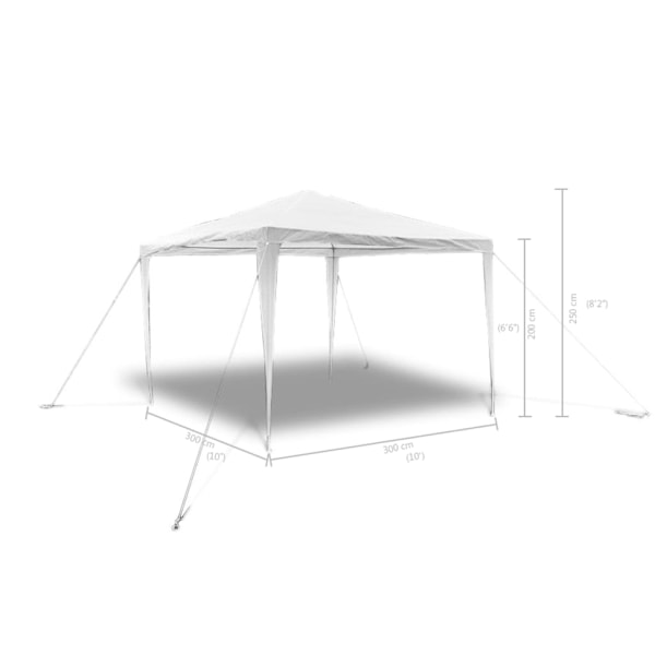 vidaXL Paviljong pyramid-tak 3 x m Vit