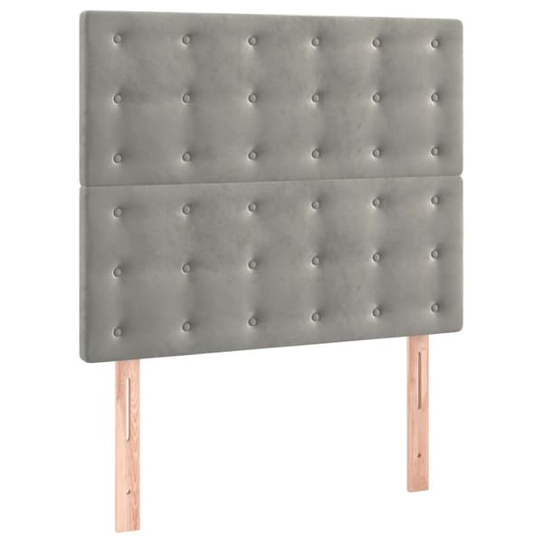 vidaXL Ramsäng med madrass & LED ljusgrå 100x200 cm sammet Grå