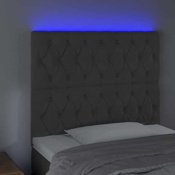 vidaXL Sänggavel LED mörkgrå 100x7x118/128 cm sammet Grå