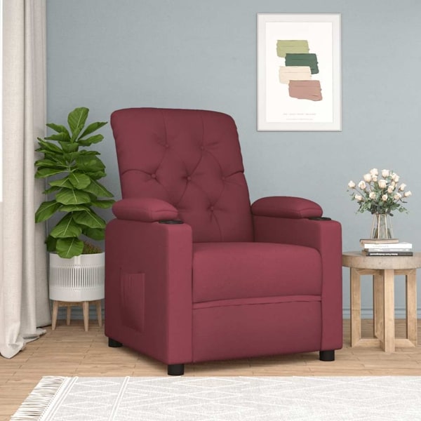 vidaXL Reclinerfåtölj vinröd tyg Röd
