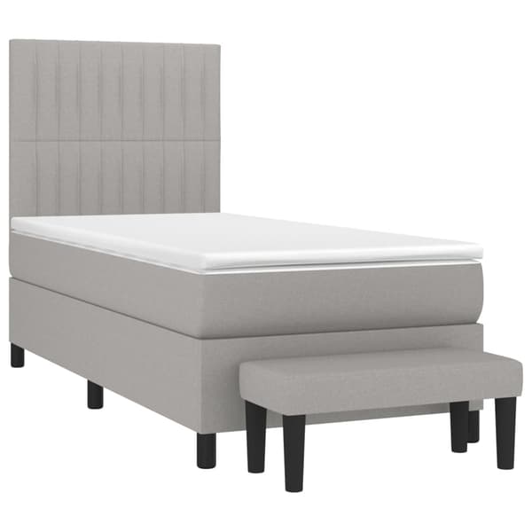 vidaXL Ramsäng med madrass ljusgrå 90x200 cm tyg Grå