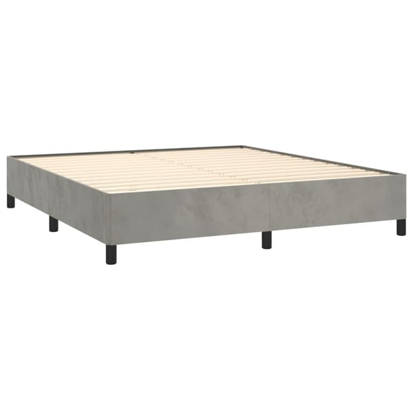 vidaXL Ramsäng med madrass ljusgrå 180x200 cm sammet Grå