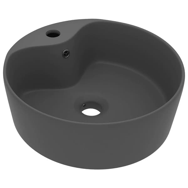 vidaXL Handfat med bräddavlopp matt mörkgrå 36x13 cm keramik grå