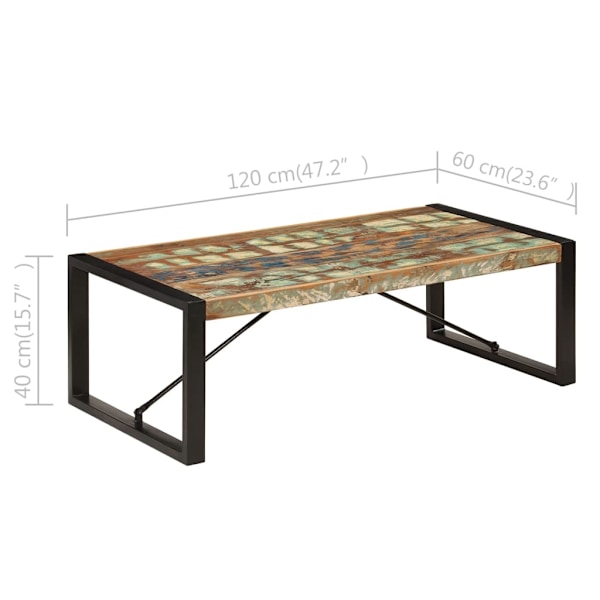vidaXL Soffbord 120x60x40 cm massivt återvunnet trä multifärg
