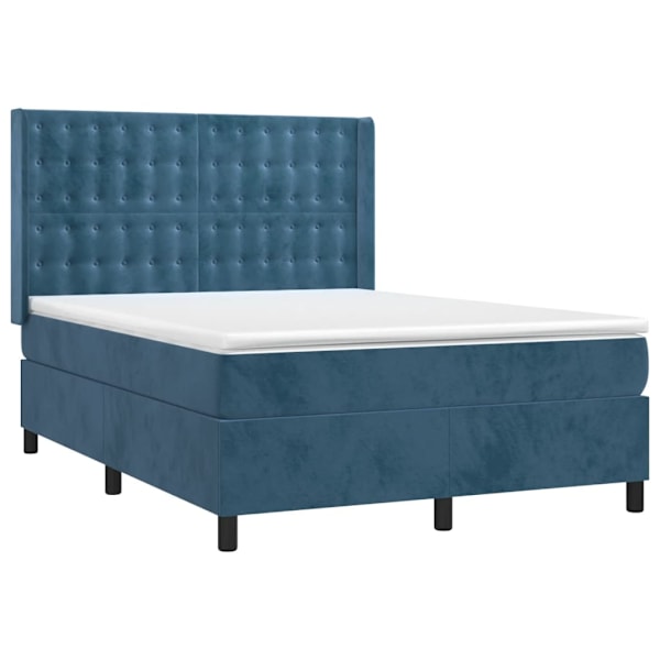 vidaXL Ramsäng med madrass mörkblå 140x190 cm sammet Blå