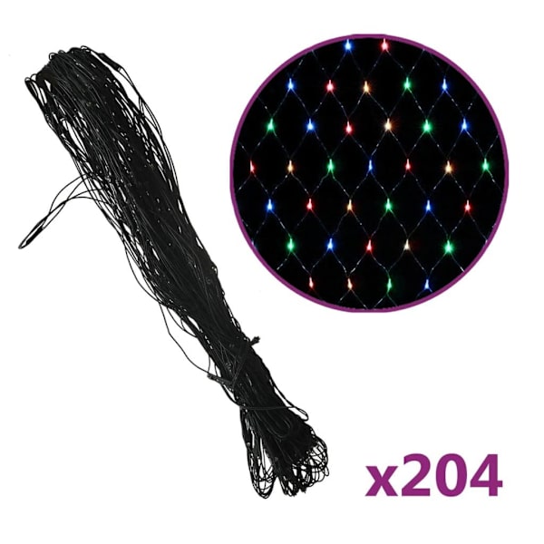 vidaXL Ljusnät flerfärgad 3x2 m 204 LED inne/ute multifärg