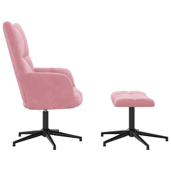 vidaXL Vilstol med fotpall rosa sammet Rosa