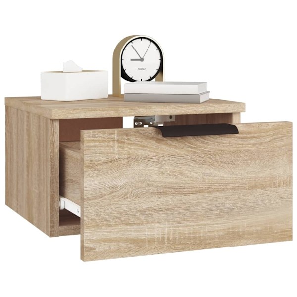 vidaXL Väggmonterat sängbord sonoma-ek 34x30x20 cm Brun