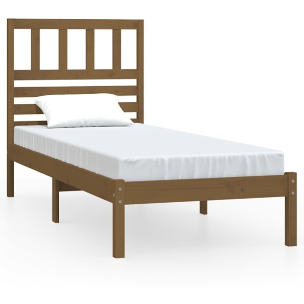vidaXL Sängram honungsbrun massiv furu 100x200 cm enkelsäng Brun
