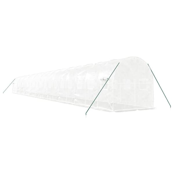 vidaXL Växthus med stålram vit 40 m² 20x2x2 m Vit