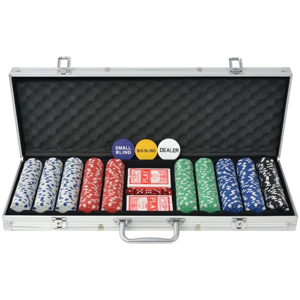 vidaXL Pokerset med 500 marker aluminium Flerfärgsdesign