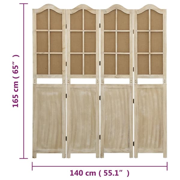vidaXL Rumsavdelare 4 paneler brun 140x165 cm tyg Brun