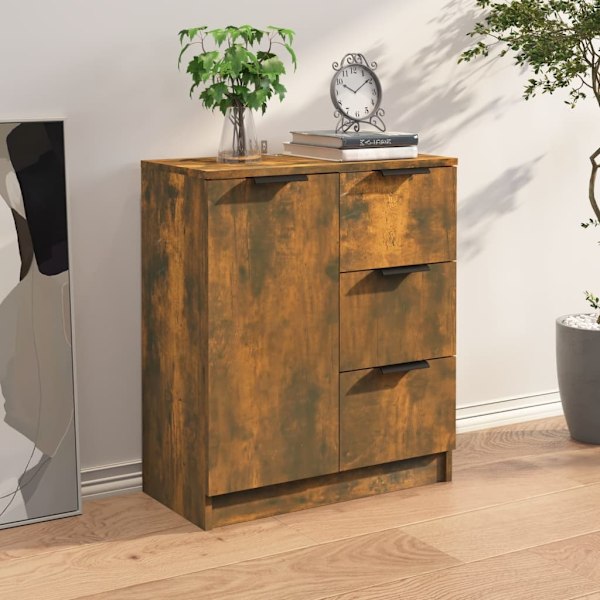 vidaXL Byrå rökfärgad ek 60x30x70 cm konstruerat trä Brun