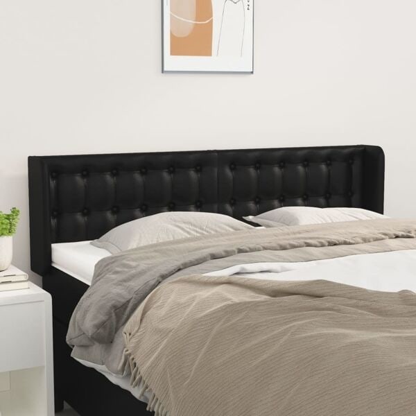 vidaXL Sänggavel med kanter svart 147x16x78/88 cm konstläder Svart
