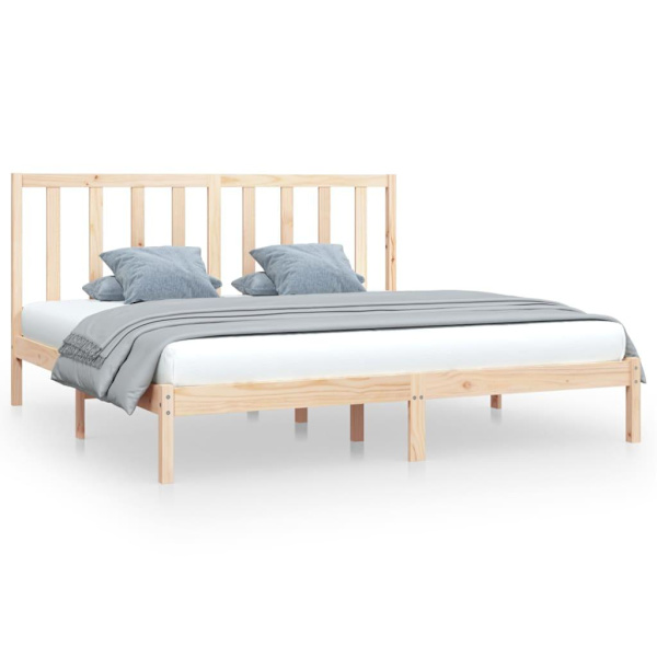 vidaXL Sängram massiv furu 180x200 cm Brun