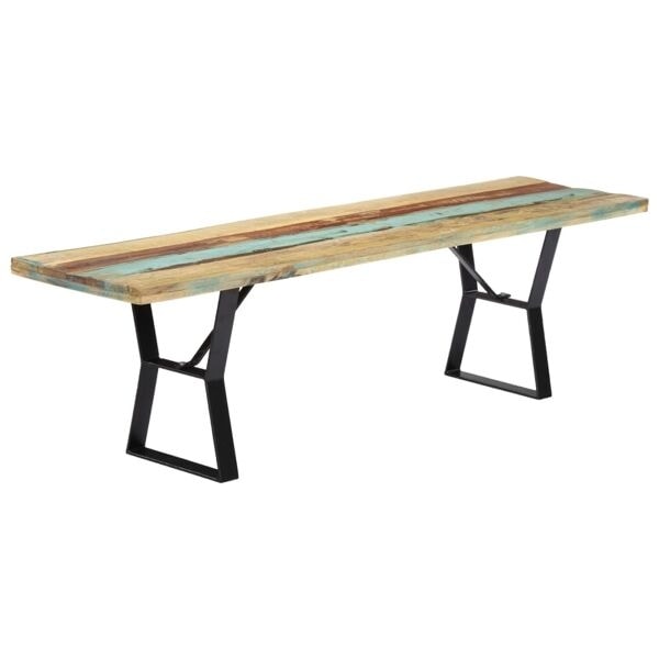 vidaXL Bänk 160 cm massivt återvunnet trä multifärg