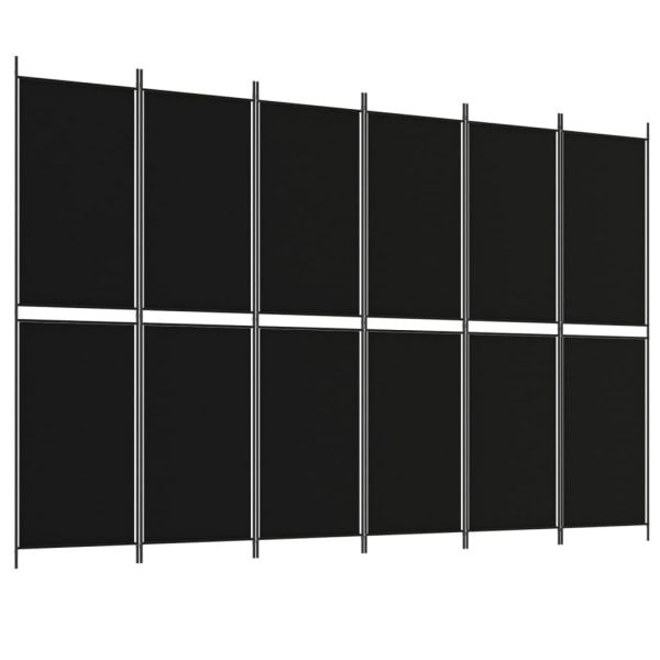 vidaXL Rumsavdelare 6 paneler svart 300x200 cm tyg Svart