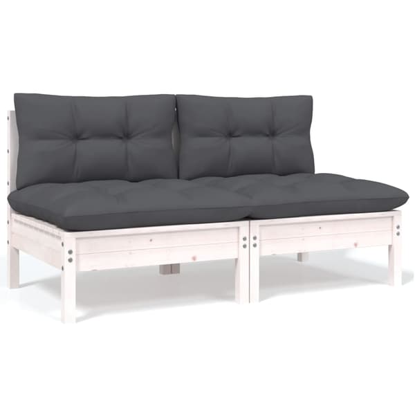 vidaXL Loungegrupp med dynor 5 delar massiv furu Vit