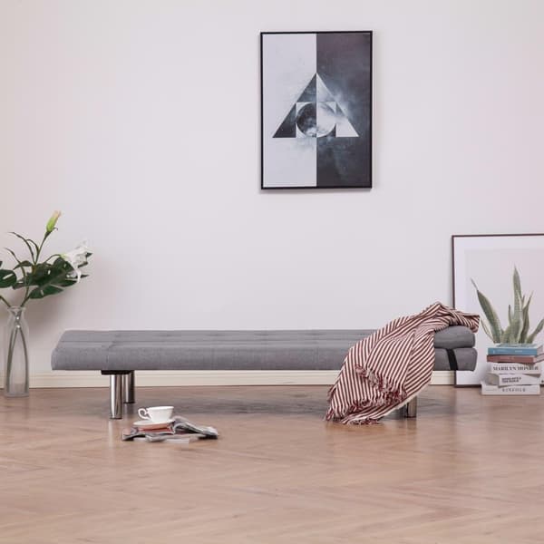 vidaXL Bäddsoffa med två kuddar ljusgrå polyester grå