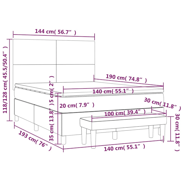 vidaXL Ramsäng med madrass svart 140x190 cm konstläder Svart
