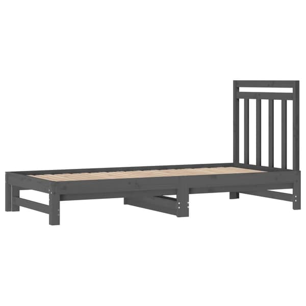 vidaXL Utdragbar dagbädd grå 2x(90x200) cm massiv furu Grå