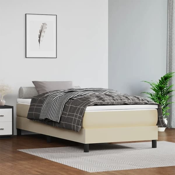 vidaXL Sängram gräddvit 90x200 cm konstläder Kräm