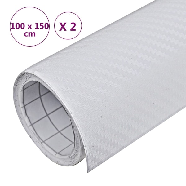 vidaXL Bilfoliering 2 st 3D vit 100x150 cm Vit