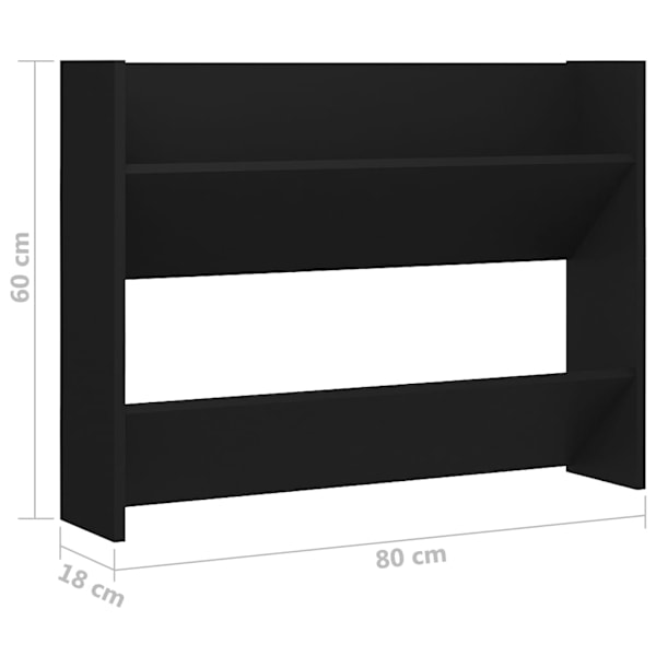 vidaXL Väggmonterat skoställ svart 80x18x60 cm konstruerat trä Svart