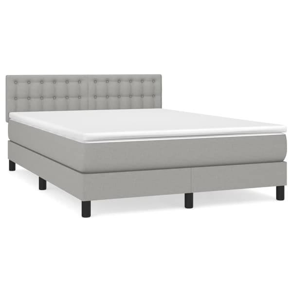 vidaXL Ramsäng med madrass ljusgrå 140x190 cm tyg Grå