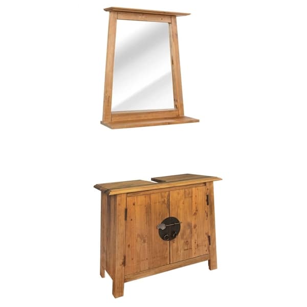 vidaXL Badrumsmöbler set massiv furu Brun