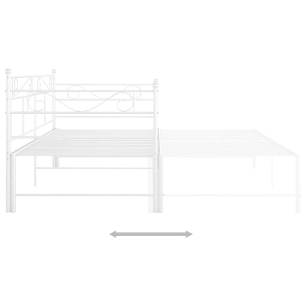 vidaXL Utdragbar sängram bäddsoffa vit metall 90x200 cm Vit