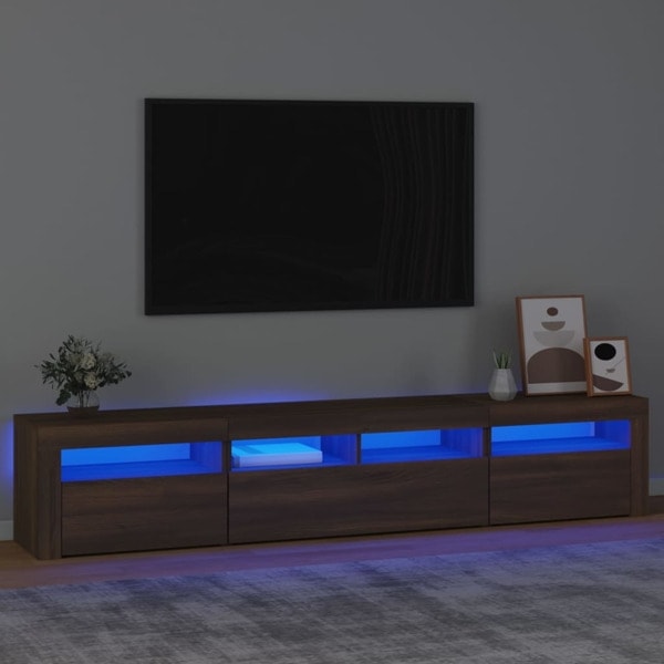 vidaXL Tv-bänk med LED-belysning brun ek 210x35x40 cm Brun