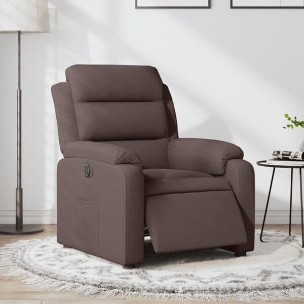 vidaXL Elektrisk reclinerfåtölj mörkbrun tyg Brun