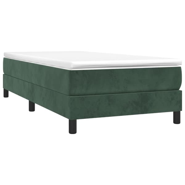 vidaXL Ramsäng med madrass mörkgrön 90x190 cm sammet Grön