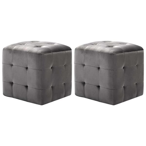 vidaXL Sittpuff 2 st grå 30x30x30 cm sammetstyg grå