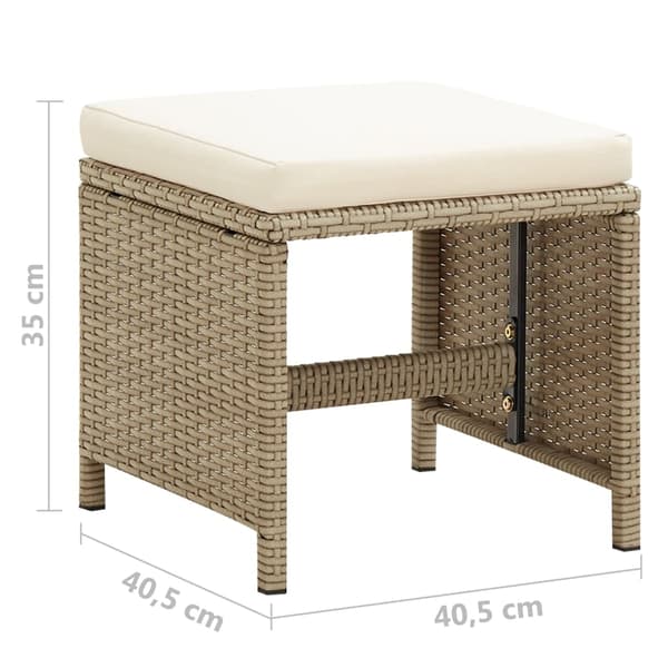 vidaXL Trädgårdspallar 4 st med dynor konstrotting beige Beige