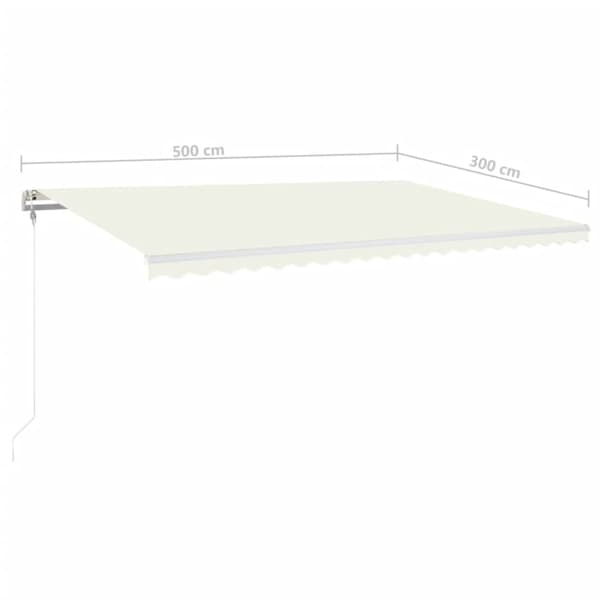 vidaXL Automatisk markis med vindsensor & LED 500x300 cm gräddvit Creme