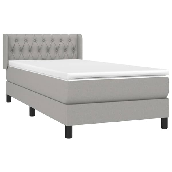 vidaXL Ramsäng med madrass ljusgrå 100x200 cm tyg Grå