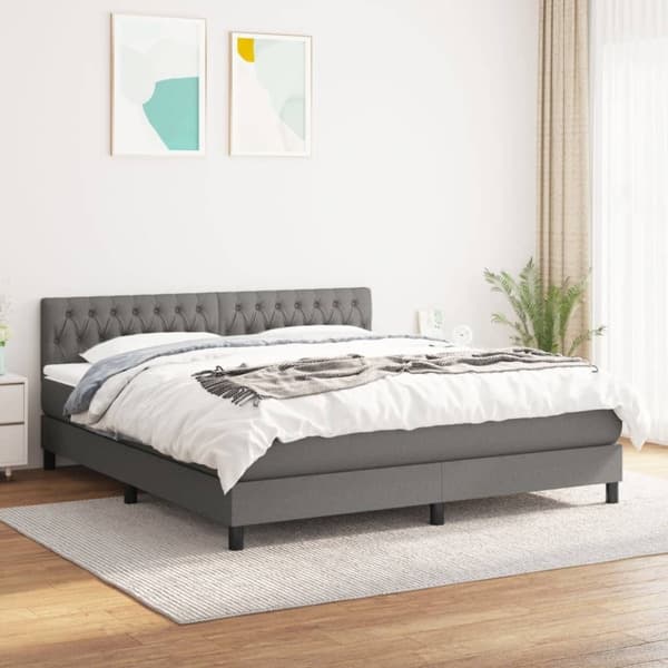 vidaXL Ramsäng med madrass mörkgrå 180x200 cm tyg Grå