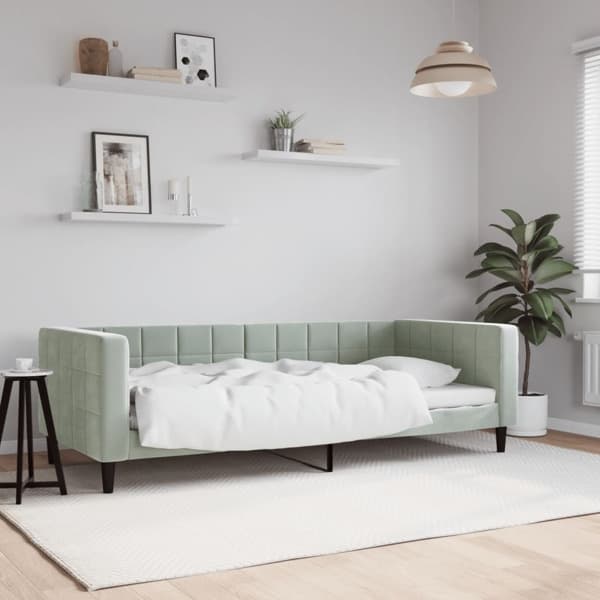 vidaXL Dagbädd ljusgrå 90x190 cm sammet Grå