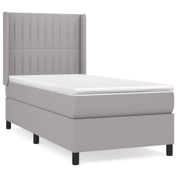 vidaXL Ramsäng med madrass ljusgrå 90x200 cm tyg Grå