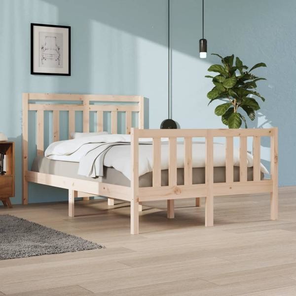 vidaXL Sängram massivt trä 120x190 cm Brun