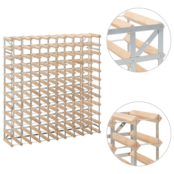 vidaXL Vinställ för 120 flaskor massiv furu Beige