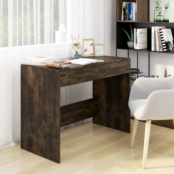 vidaXL Skrivbord rökfärgad ek 101x50x76,5 cm konstruerat trä Brun