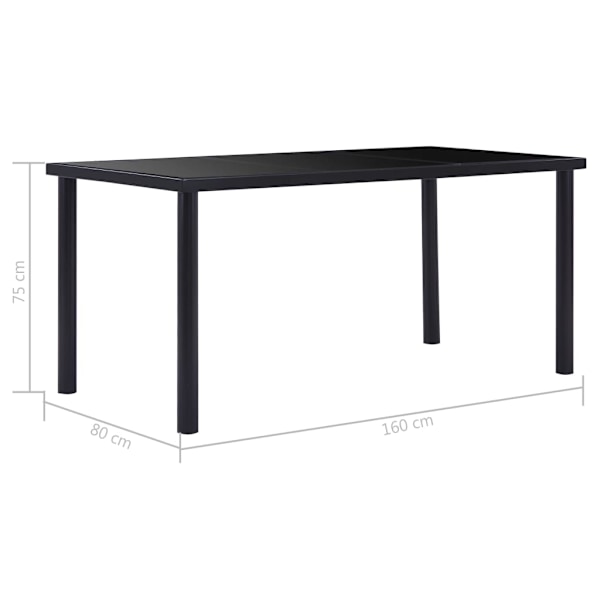 vidaXL Matbord svart 160x80x75 cm härdat glas Svart